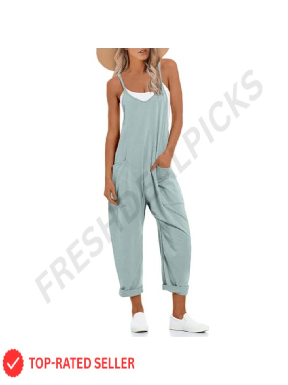 Women's Casual Jumpsuit Romper Wide Leg Harem Pants Adjustable Straps